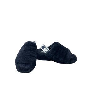 UGG Womens Fluff black shearling Yeah Slide Slippers size 9 SKU 9025